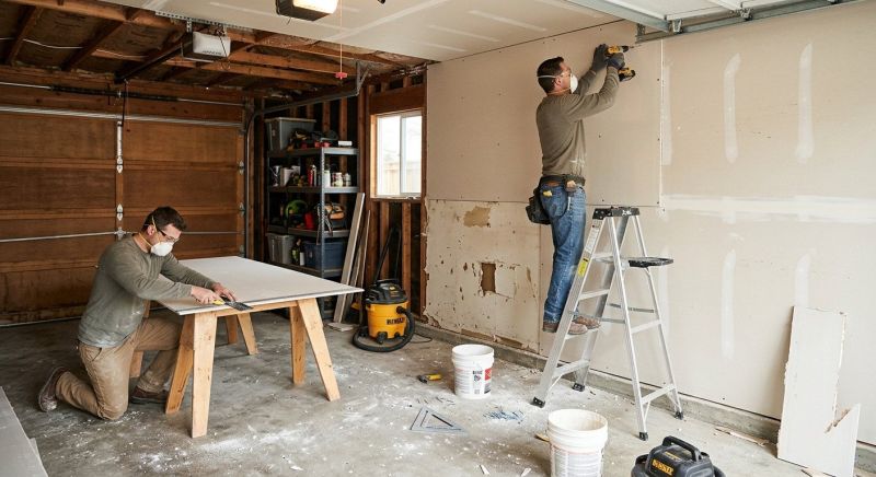 Garage Drywall Replacement in Conroe, TX