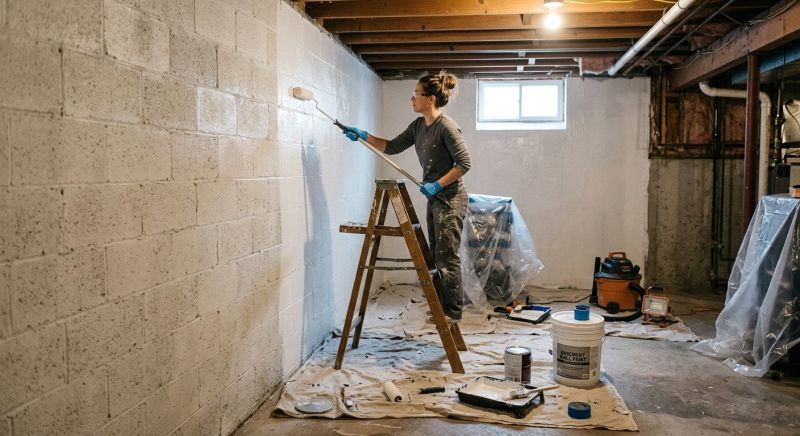 Basement Wall Painting in Kansas City, KS