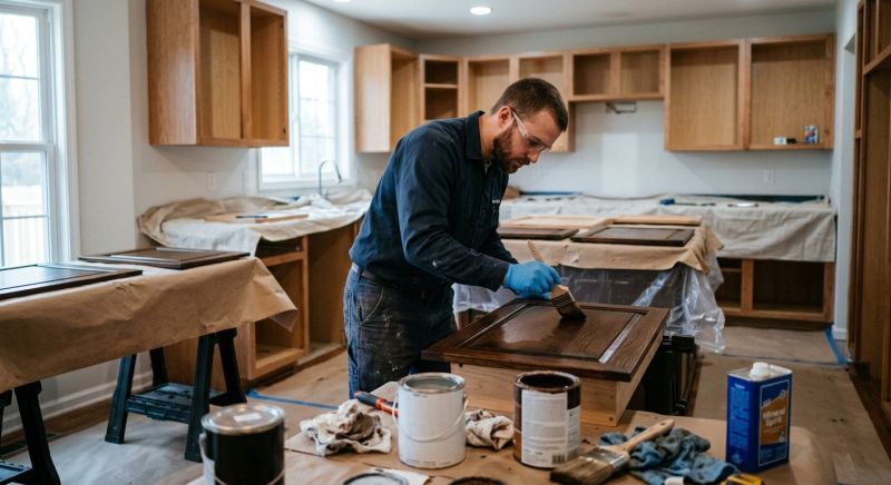Built In Cabinetry Staining in Lafayette, IN