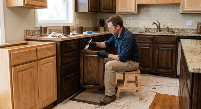 Kitchen Cabinet Staining in Bloomington, IN