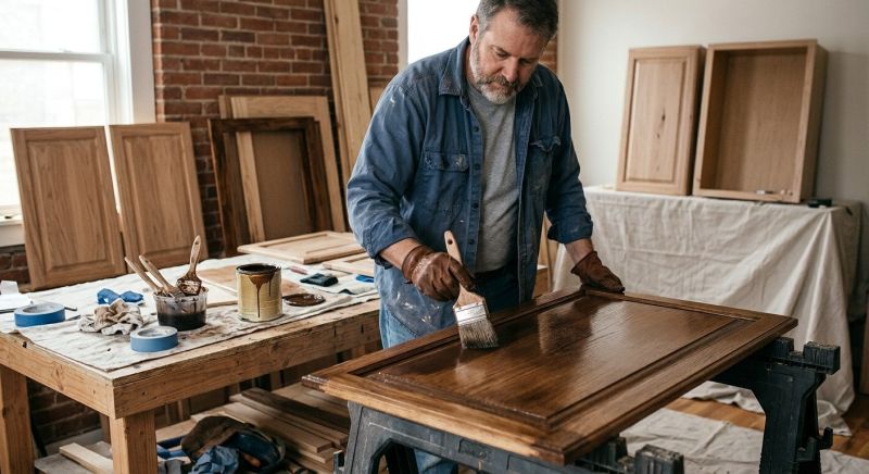 Kitchen Cabinet Staining in Bloomington, IN